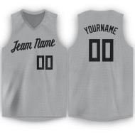 Custom Black Jersey Gray V-Neck Basketball