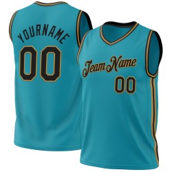 Basketball Throwback Black-Old Authentic Gold Custom Teal Jersey