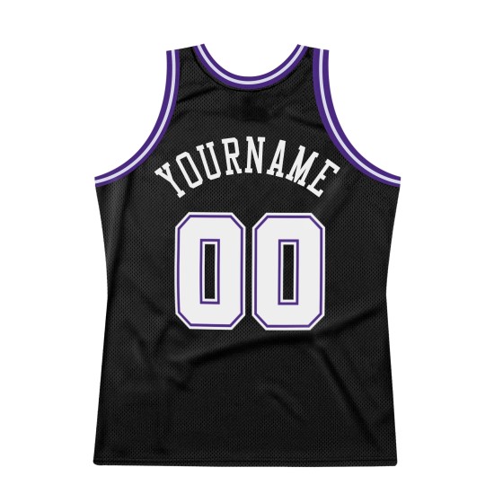 Custom White-Purple Basketball Authentic Jersey Black Throwback Custom White-Purple Basketball Authentic Jersey Black Throwback