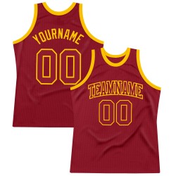 Maroon Basketball Throwback Jersey Custom Maroon-Gold Authentic