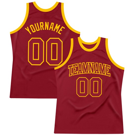 Maroon Basketball Throwback Jersey Custom Maroon-Gold Authentic Maroon Basketball Throwback Jersey Custom Maroon-Gold Authentic