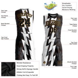 Basketball Jersey White Gold Sublimation Custom Suit Round Neck Black-Old