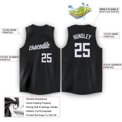 Black White Basketball Custom Neck Jersey Round