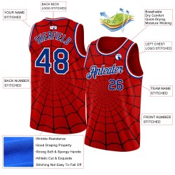 Pattern Spider Jersey Design Royal-White 3D Authentic Custom Web Basketball Red