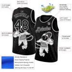 Black Authentic Jersey 3D White Custom Basketball Pattern Astronaut Design Black Authentic Jersey 3D White Custom Basketball Pattern Astronaut Design