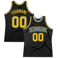 Basketball Jersey Blue Authentic Custom Throwback Black Gold-Light