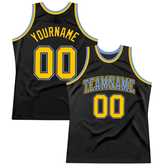 Basketball Jersey Blue Authentic Custom Throwback Black Gold-Light Basketball Jersey Blue Authentic Custom Throwback Black Gold-Light