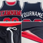 Basketball Red Custom Sublimation Suit Side Black-White Reversible Double Jersey