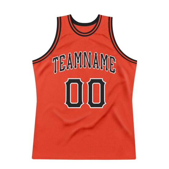 Custom Authentic Throwback Basketball Black-White Orange Jersey