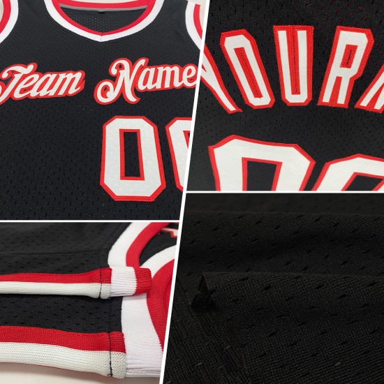 Jersey Custom Red Basketball Black Authentic Throwback