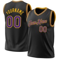 Black Authentic Purple-Gold Jersey Basketball Throwback Custom