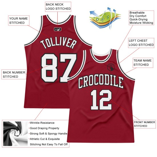 Custom Authentic Maroon Basketball White-Black Throwback Jersey Custom Authentic Maroon Basketball White-Black Throwback Jersey