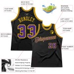 Throwback Jersey Black Authentic Purple-Gold Basketball Custom Throwback Jersey Black Authentic Purple-Gold Basketball Custom