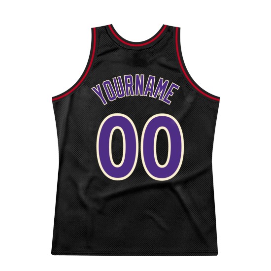 Custom Basketball Jersey Purple-Red Throwback Black Authentic