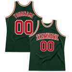 Throwback Hunter Basketball Custom Green Red-Cream Jersey Authentic