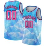 Custom 3D Pink-Black Jersey Sky Pattern Style Sky With Clouds Basketball Authentic Design Watercolor Blue Custom 3D Pink-Black Jersey Sky Pattern Style Sky With Clouds Basketball Authentic Design Watercolor Blue