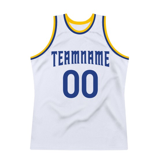 Basketball Jersey Royal-Gold White Throwback Custom Authentic Basketball Jersey Royal-Gold White Throwback Custom Authentic