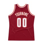 Throwback Authentic Jersey Custom Basketball White-Orange Maroon