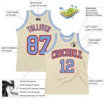 Jersey Custom Authentic Throwback Blue-Red Light Cream Basketball Jersey Custom Authentic Throwback Blue-Red Light Cream Basketball