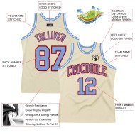Jersey Custom Authentic Throwback Blue-Red Light Cream Basketball