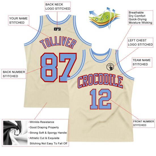 Jersey Custom Authentic Throwback Blue-Red Light Cream Basketball Jersey Custom Authentic Throwback Blue-Red Light Cream Basketball