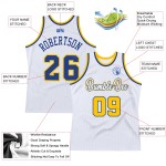 White Basketball Jersey Custom Throwback Royal-Gold Authentic White Basketball Jersey Custom Throwback Royal-Gold Authentic