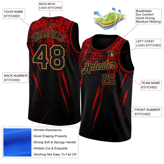 Gold Design Authentic Jersey Pattern Custom Basketball Black Old 3D Gold Design Authentic Jersey Pattern Custom Basketball Black Old 3D