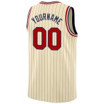 Custom Basketball Pinstripe Red-Black Authentic Navy Cream Jersey Custom Basketball Pinstripe Red-Black Authentic Navy Cream Jersey