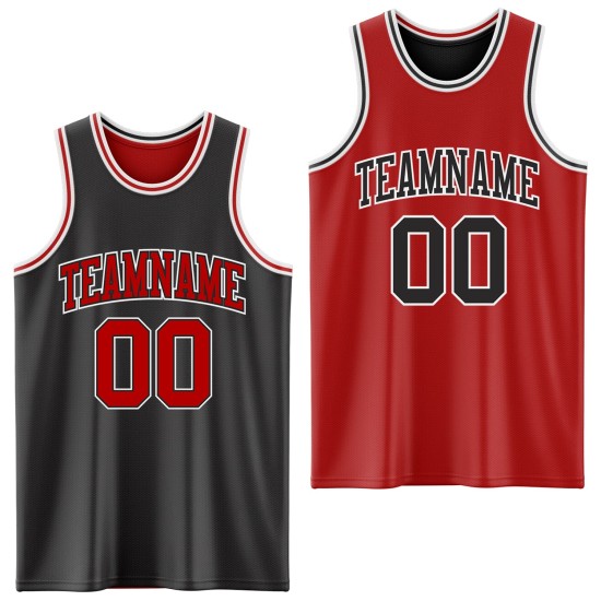 Side Black Suit Red-White Jersey Custom Reversible Sublimation Double Basketball Side Black Suit Red-White Jersey Custom Reversible Sublimation Double Basketball