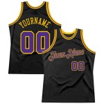 Throwback Jersey Black Authentic Purple-Gold Basketball Custom Throwback Jersey Black Authentic Purple-Gold Basketball Custom