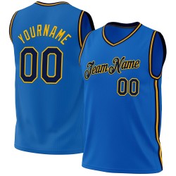 Navy-Gold Blue Custom Jersey Throwback Basketball Authentic