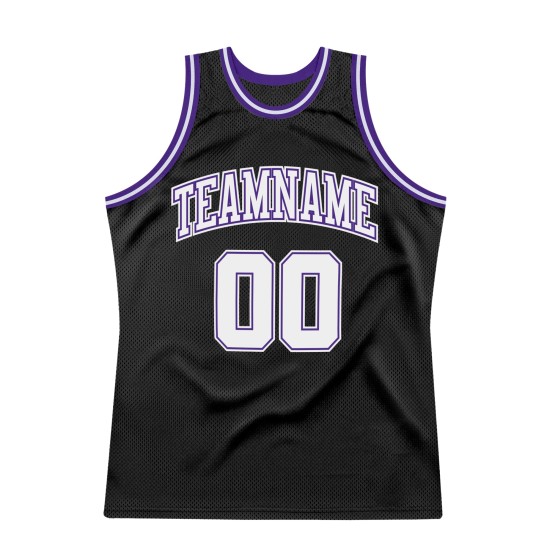 Custom White-Purple Basketball Authentic Jersey Black Throwback Custom White-Purple Basketball Authentic Jersey Black Throwback