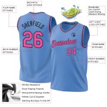 Basketball Jersey Blue Light Throwback Custom Authentic Pink-Black