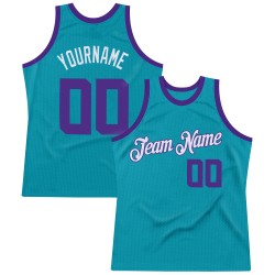 Purple-White Teal Custom Jersey Authentic Basketball Throwback