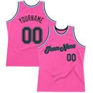 Authentic Throwback Pink Blue Jersey Custom Basketball Black-Light