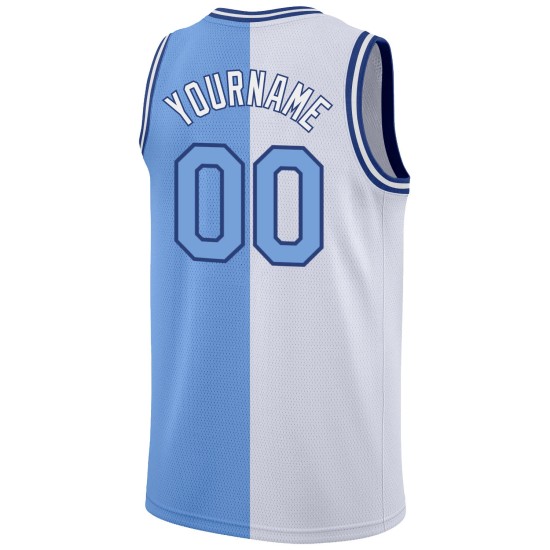 Fashion Split Blue-Royal Jersey Light Authentic White Basketball Custom