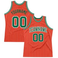 Basketball Green Jersey Pinstripe Kelly Authentic Orange White Custom