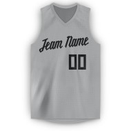 Custom Black Jersey Gray V-Neck Basketball