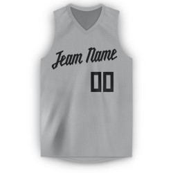 Custom Black Jersey Gray V-Neck Basketball