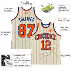 Jersey Custom Cream Authentic Basketball Orange Royal Pinstripe