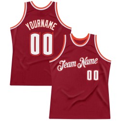 Throwback Authentic Jersey Custom Basketball White-Orange Maroon