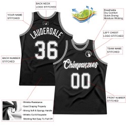White-Gray Authentic Basketball Black Jersey Custom Throwback
