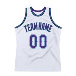 Basketball Purple-Teal White Custom Authentic Throwback Jersey