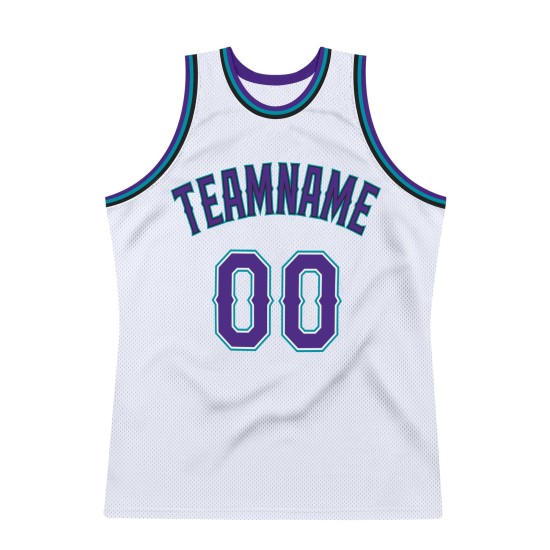 Basketball Purple-Teal White Custom Authentic Throwback Jersey