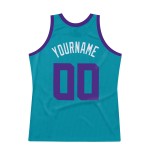 Purple-White Teal Custom Jersey Authentic Basketball Throwback