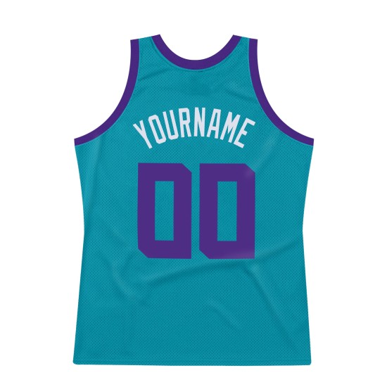 Purple-White Teal Custom Jersey Authentic Basketball Throwback
