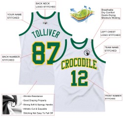Authentic Green-Gold Custom Kelly Jersey Basketball Throwback White