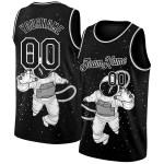 Black Authentic Jersey 3D White Custom Basketball Pattern Astronaut Design Black Authentic Jersey 3D White Custom Basketball Pattern Astronaut Design
