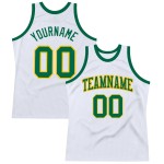 Authentic Green-Gold Custom Kelly Jersey Basketball Throwback White