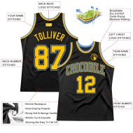 Basketball Jersey Blue Authentic Custom Throwback Black Gold-Light